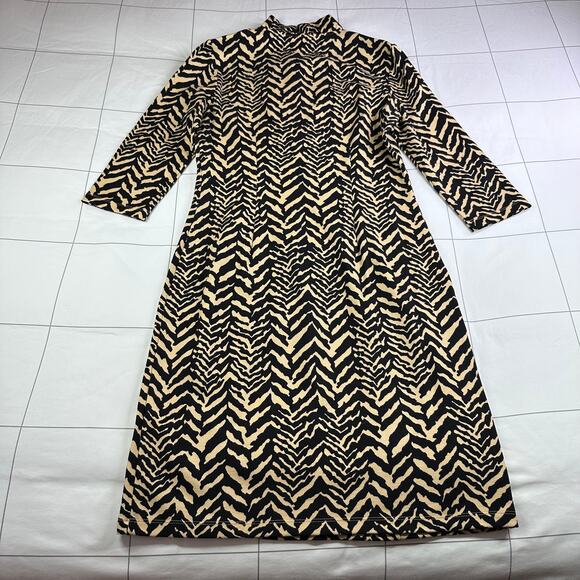 J.McLaughlin Dress Women Small Tan Black Terin Sheath Zebra Animal Print Classic - Picture 3 of 9